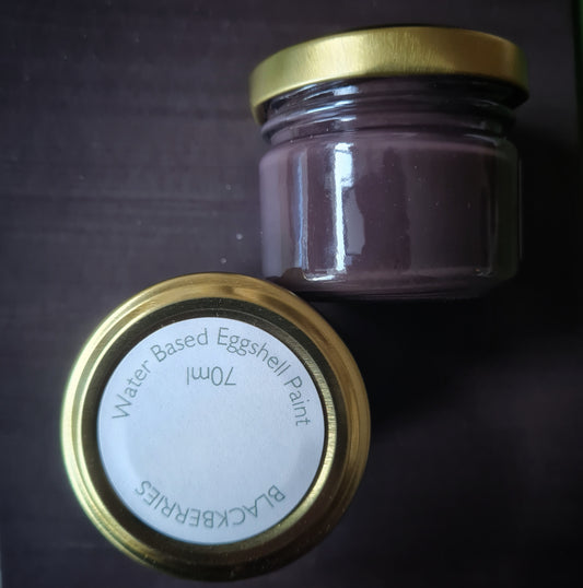 Water-based eggshell tester pot.         Blackberries
